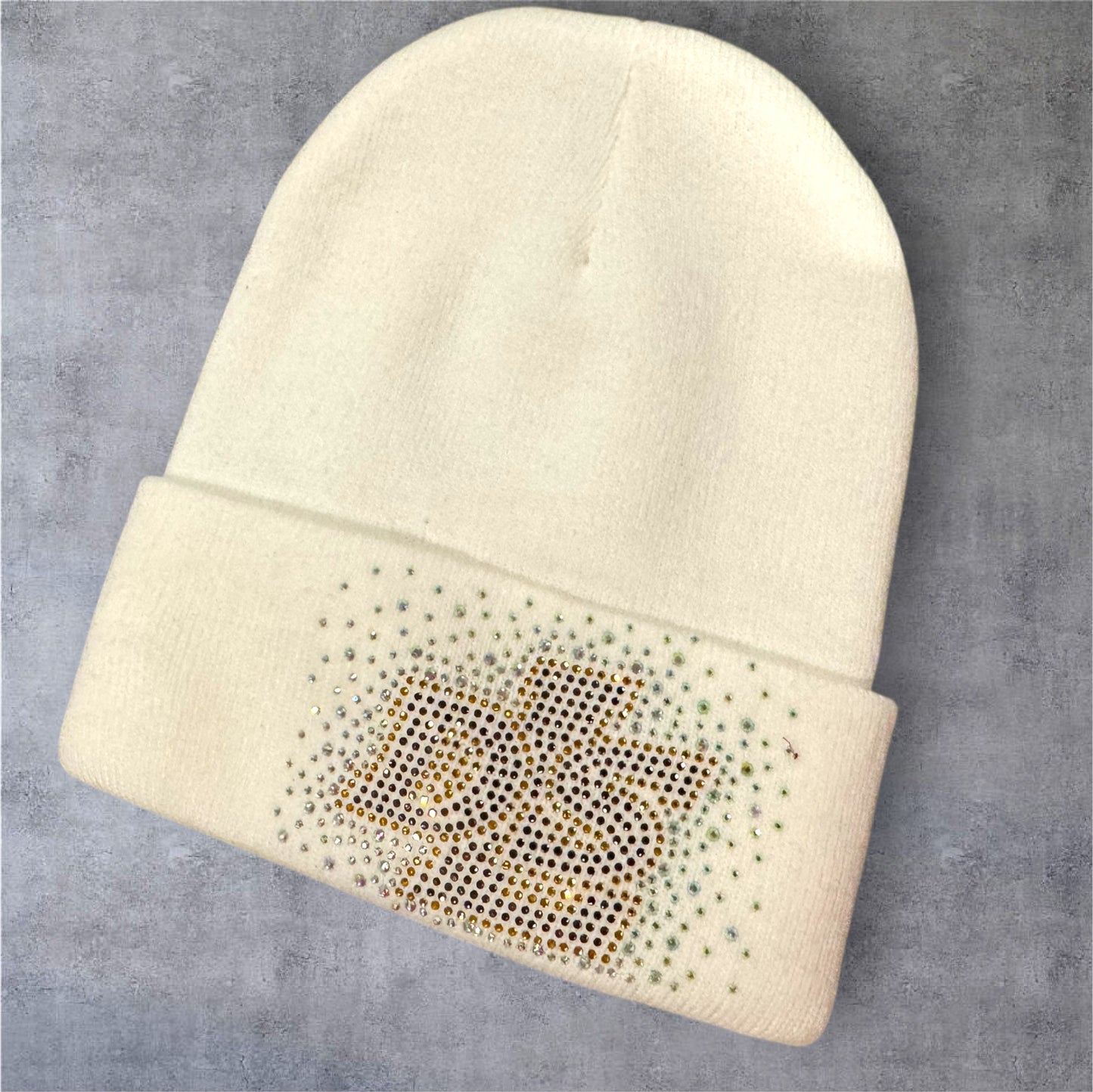 White winter DLS cap with bling OS