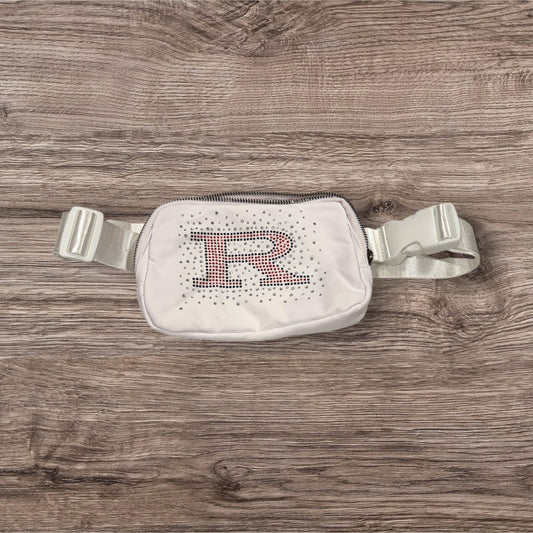 White Belt Bag with Red R and bling burst