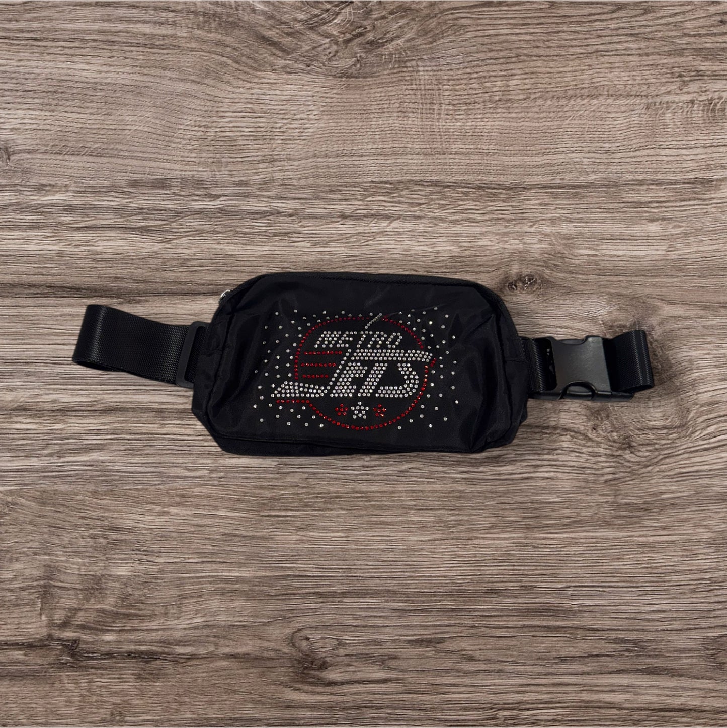 Black Belt Bag with Metro Jets in bling