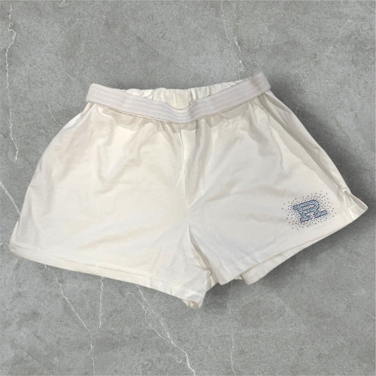 White Regina practice shorts with bling R