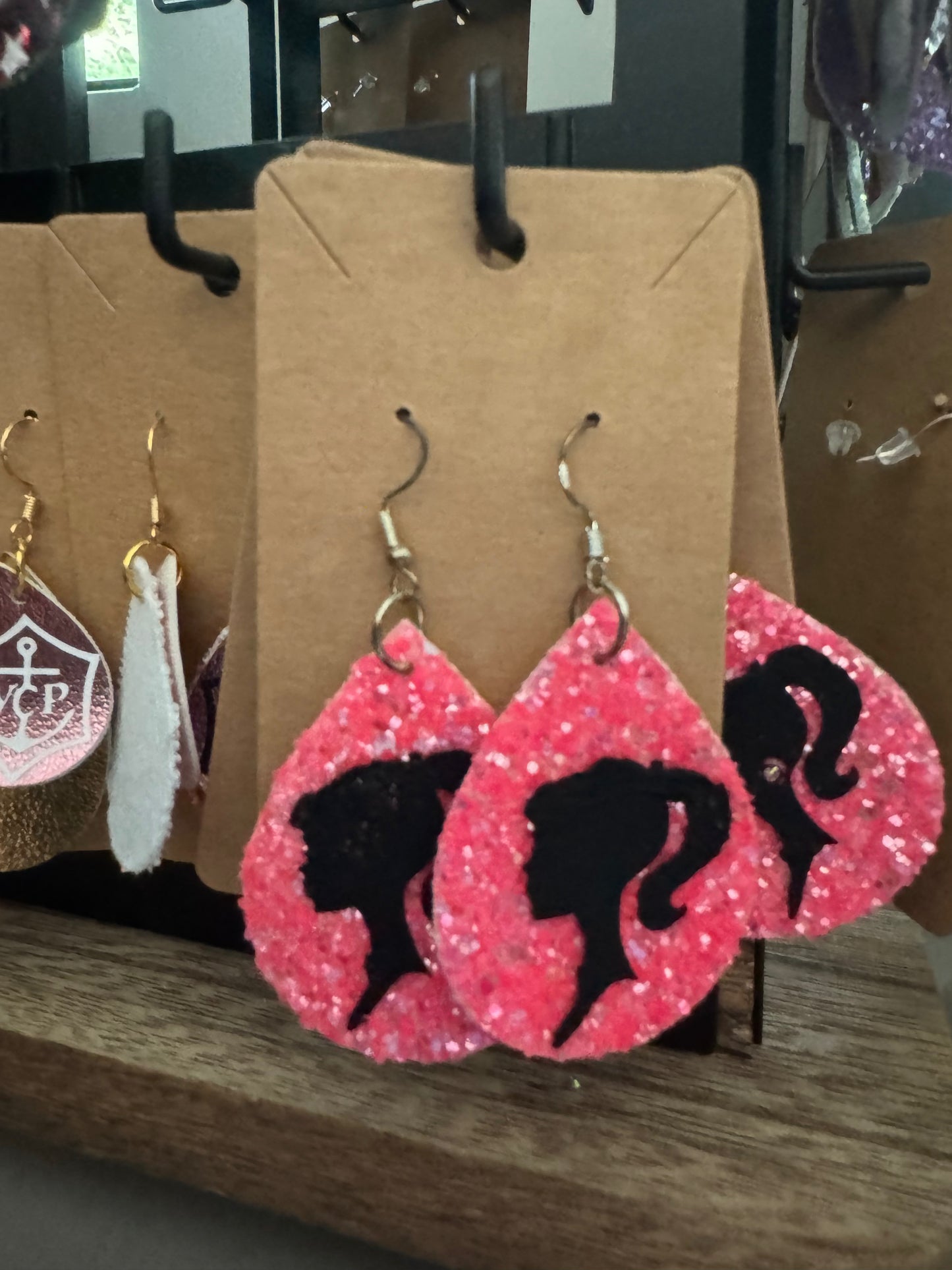 Hot Pink Barbie Silhouette Earrings